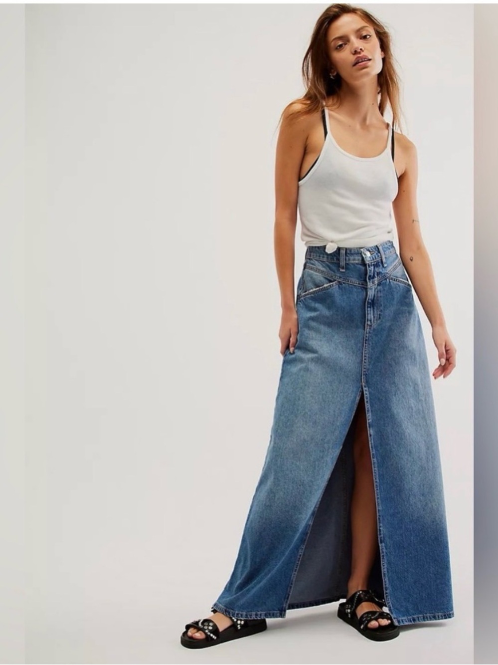 New WE THE PEOPLE Come as you are Denim Maxi Skirt Sz 8